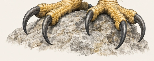 Close illustration of scaled eagle feet and curved talons