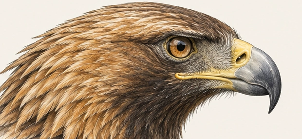 Eagle head study on a native HTML reference card