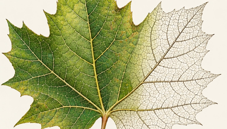 Enlarged green leaf and intricate venation study